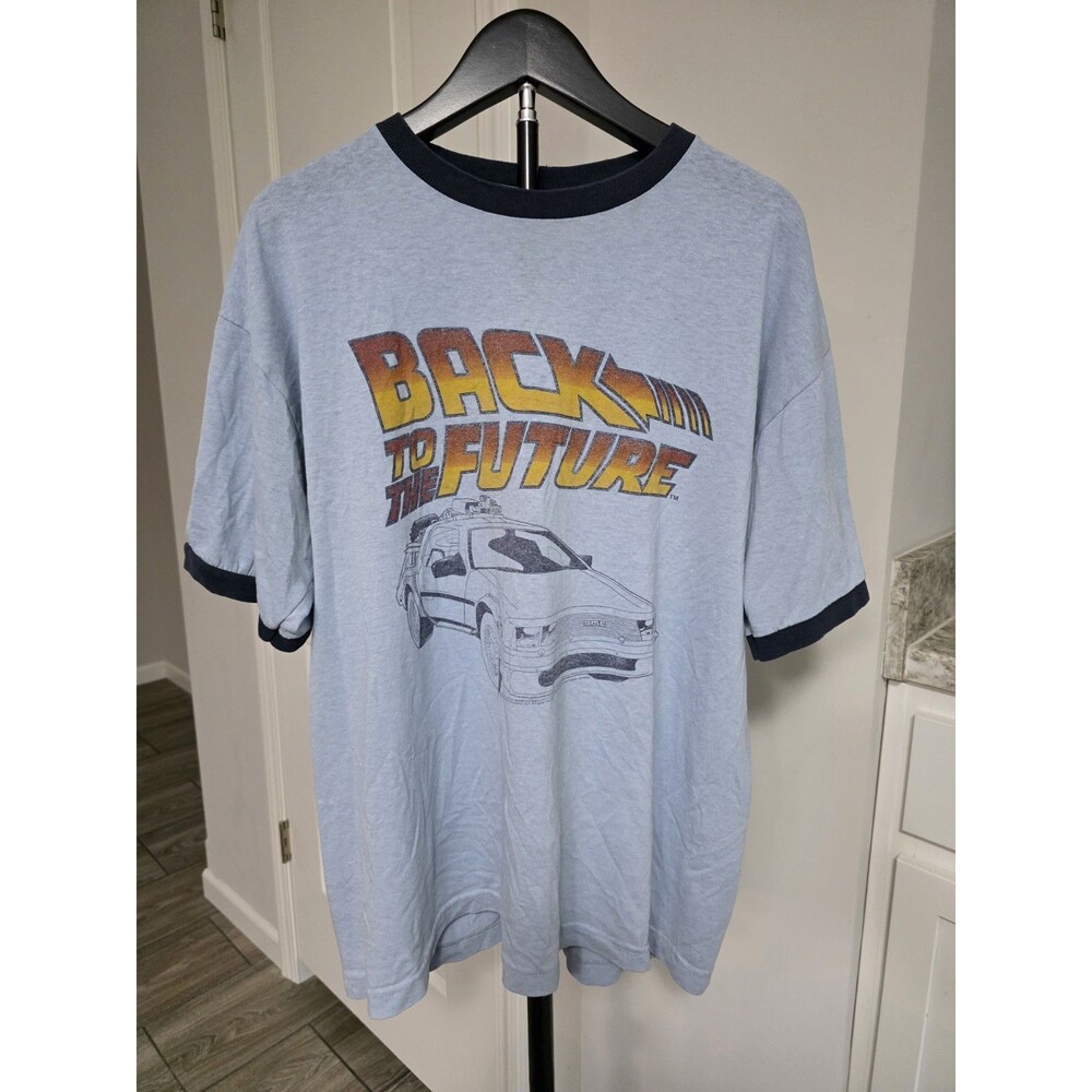 Vintage Thunder Creek 90 Back to the Future Blue Ringer T-Shirt Mens Sz L